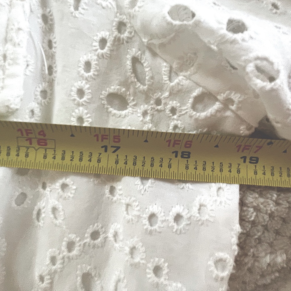 NTW MANGO LONG SLEEVE WHITE COTTON EYELET SHIRTDRESS, SIZE L - Picture 11 of 15